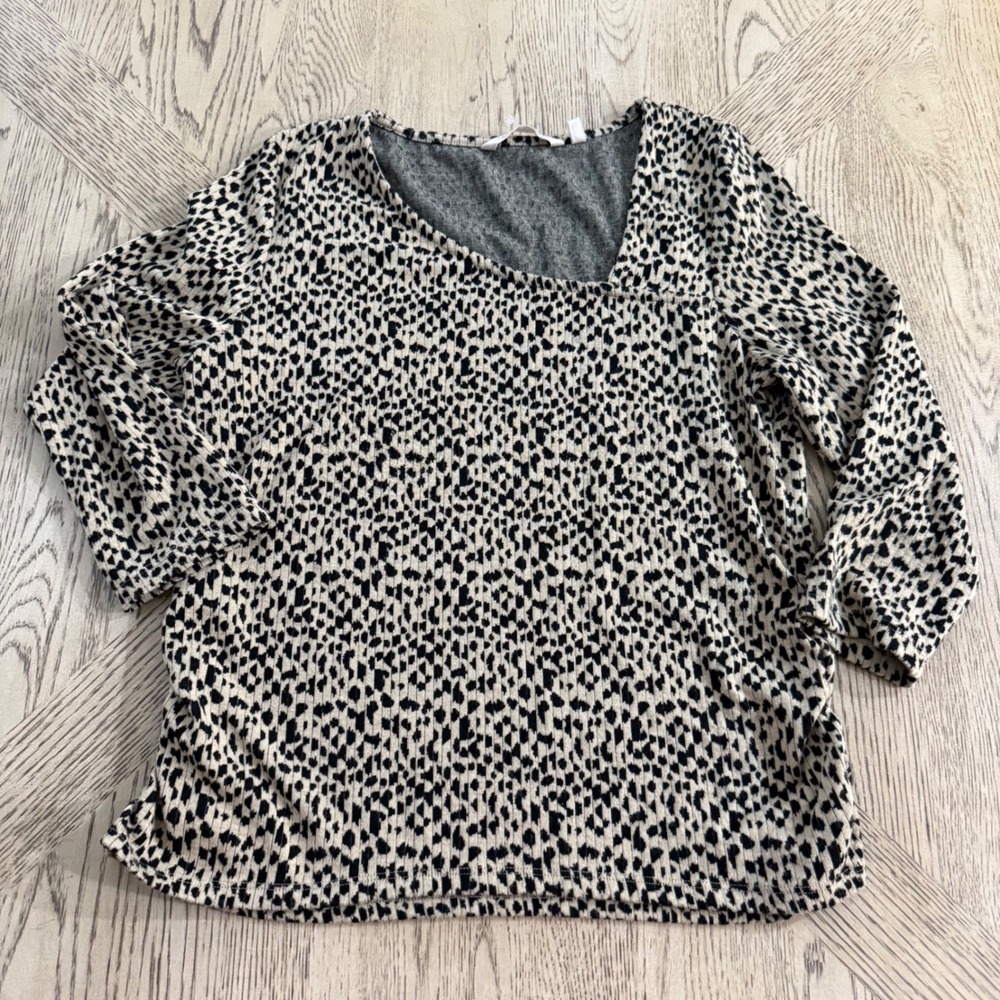 Soft Surroundings Large Anesha Animal Print Sweater Top Long Sleeve Blouse